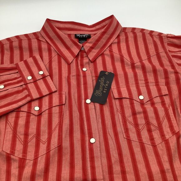 Wrangler Retro Mens Long Sleeve Pearl Snap Shirt Size 3XL‎ NWT - Picture 1 of 9